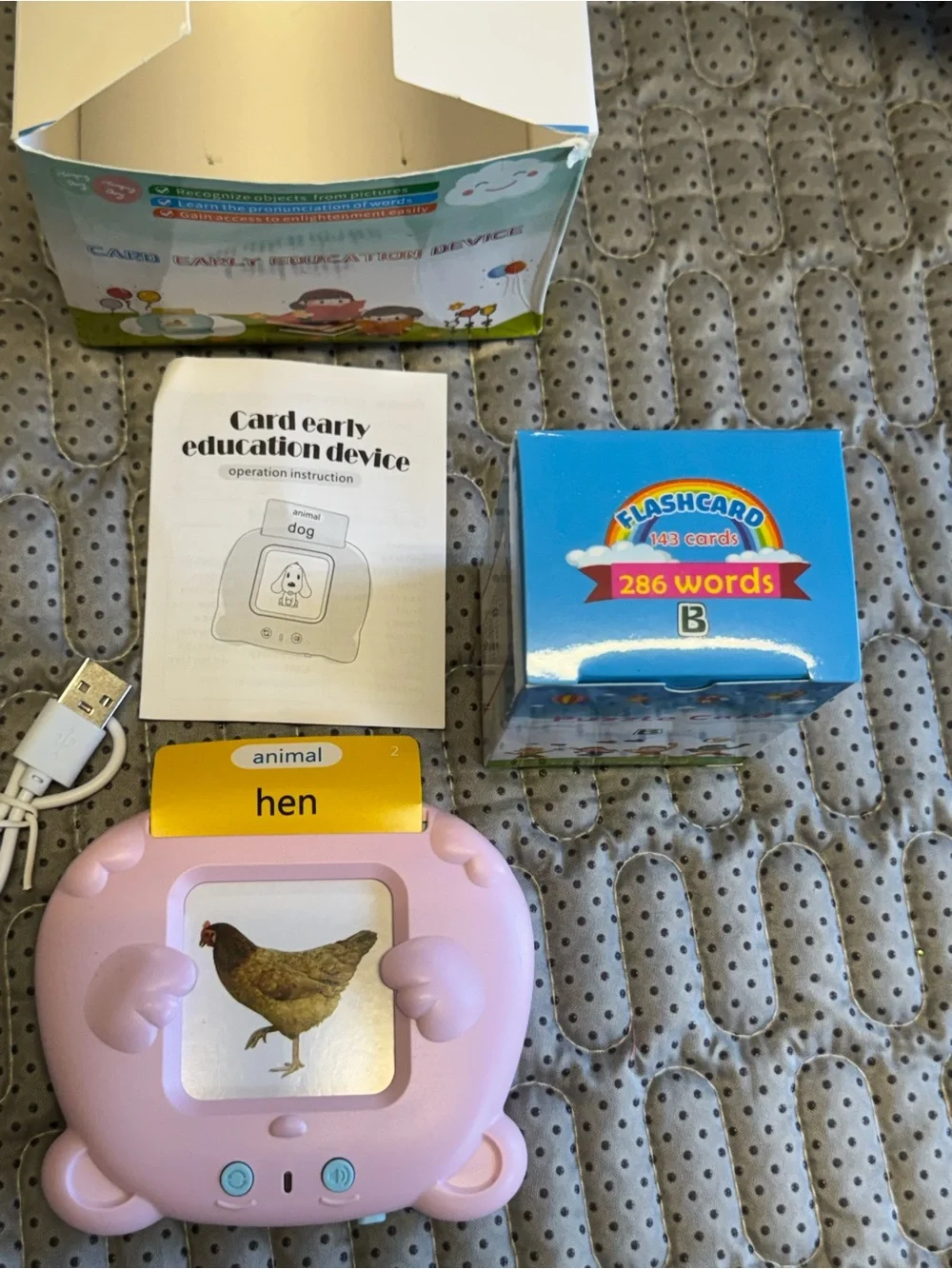 Pink Card Early Education Device with Puzzle Cards - Hen Card Included